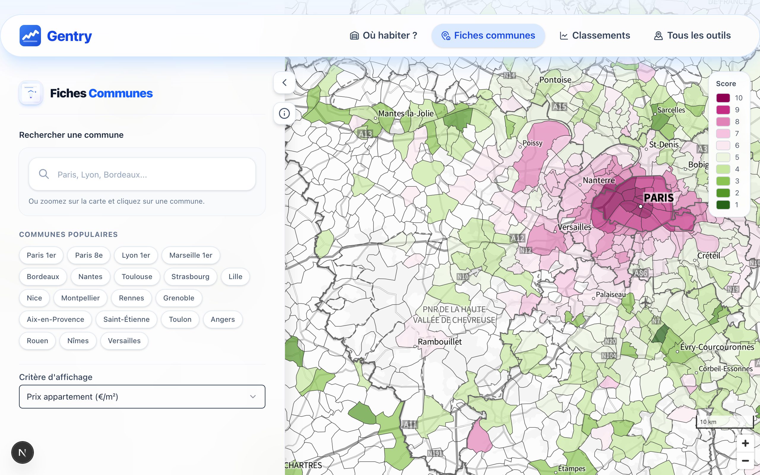 Aperçu de l'outil Fiches communes