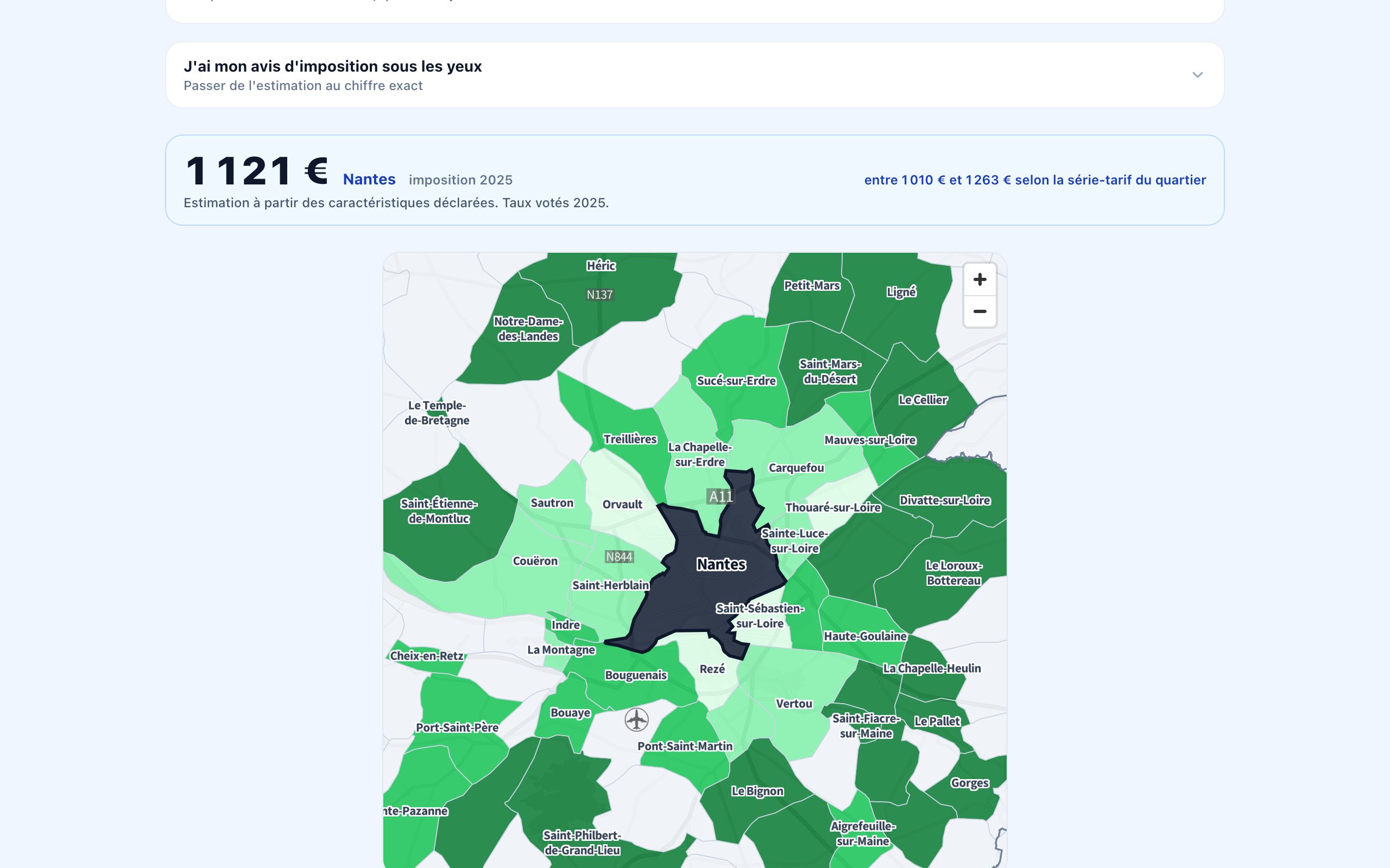 La taxe foncière d'un logement, comparée aux communes voisines